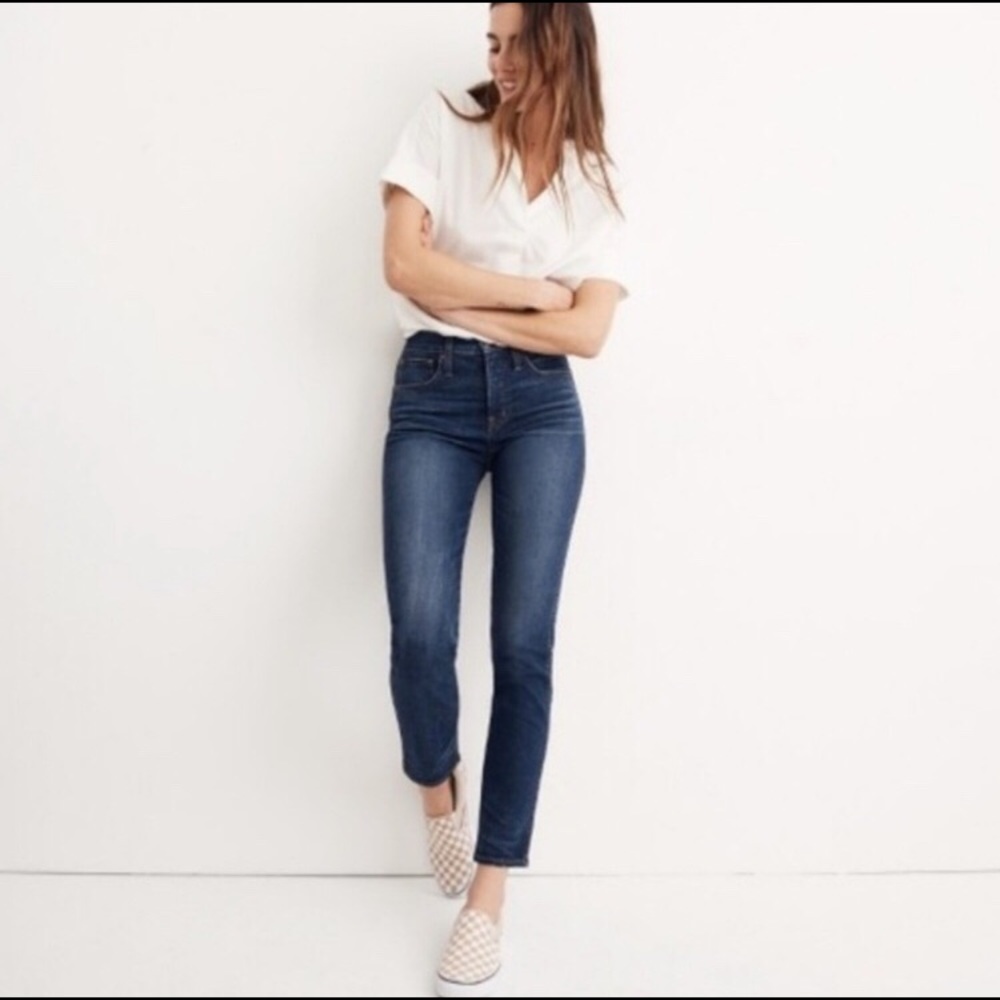 Madewell Rail Straight Dark Blue Wash Jeans